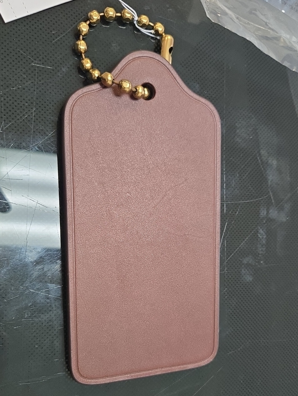 NWT XL Coach Leatherware Hang Tag in Dark Brown with  Chain - Picture 5 of 6